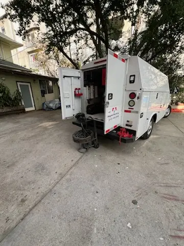 Magnet Plumbing service vehicle on-site for Slab Leak Repair in Leacock